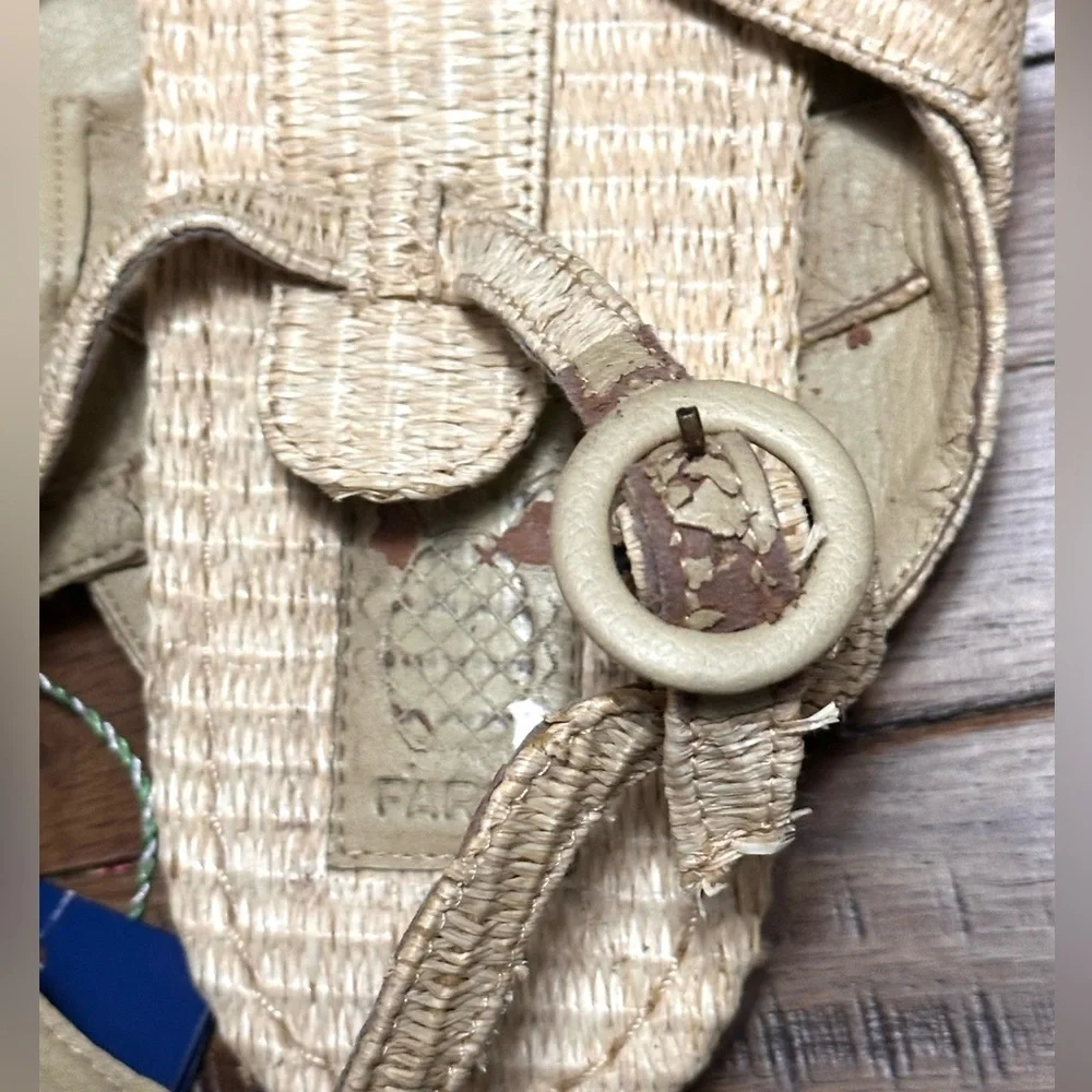 Farm Rio Synthetic Raffia Zigzag Sandals Size 13 Women's Cream